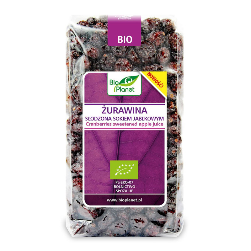 Żurawina słodzona sokiem jabłkowym BIO, 400 g, Bio Planet