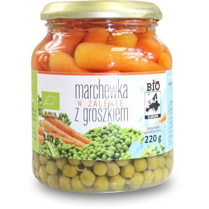 Marchewka z groszkiem w słoiku BIO, 220 g, Bio Europa