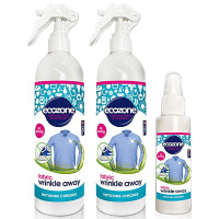 Spray usuwający zagniecenia bez użycia żelazka, Trawa cytrynowa, Zestaw: 2x500 ml + 100 ml, Ecozone