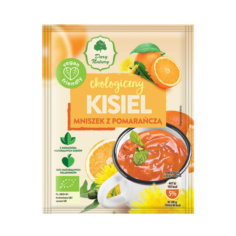 Kisiel Mniszek z pomarańczą, bez glutenu, EKO, 30 g, Dary Natury