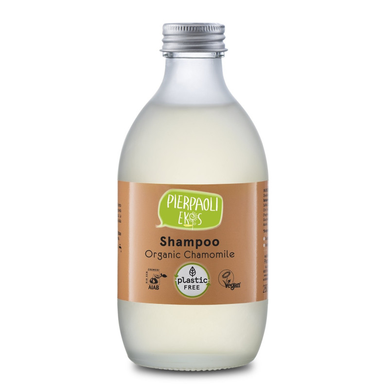 Delikatny szampon z ekstraktem z organicznego rumianku, w szklanej butelce, 280 ml, Pierpaoli Ekos in vetro