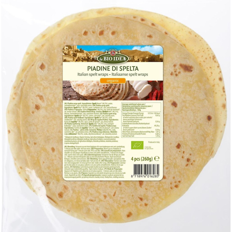 Tortilla orkiszowa piadina, BIO, 260 g, LA BIO IDEA