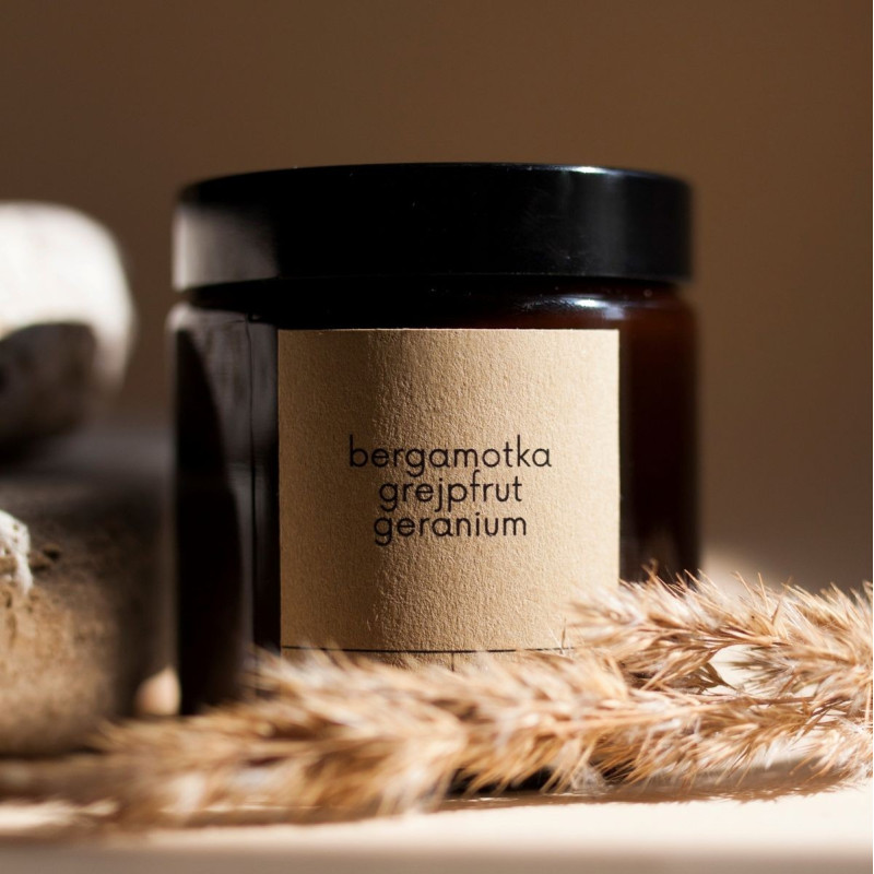 Świeca sojowa, bergamotka-grejpfrut-geranium, 120ml, Laboratorium Dobrego Nastroju