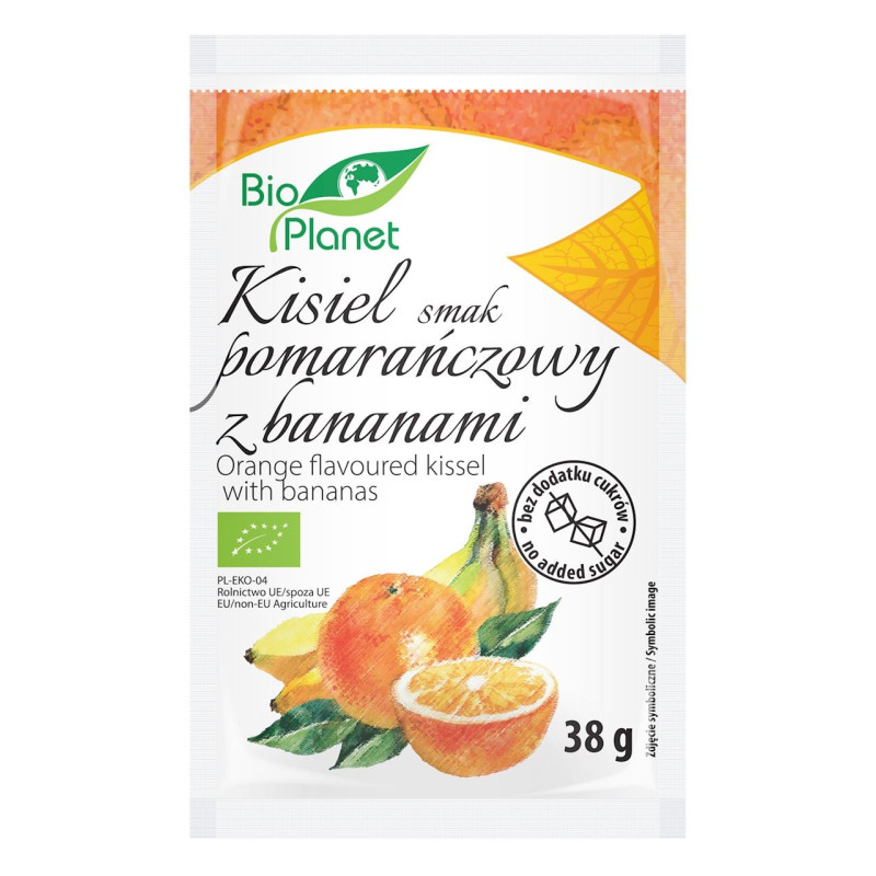 Kisiel o smaku pomarańczowym z bananami, Bio, 38g, Bio Planet