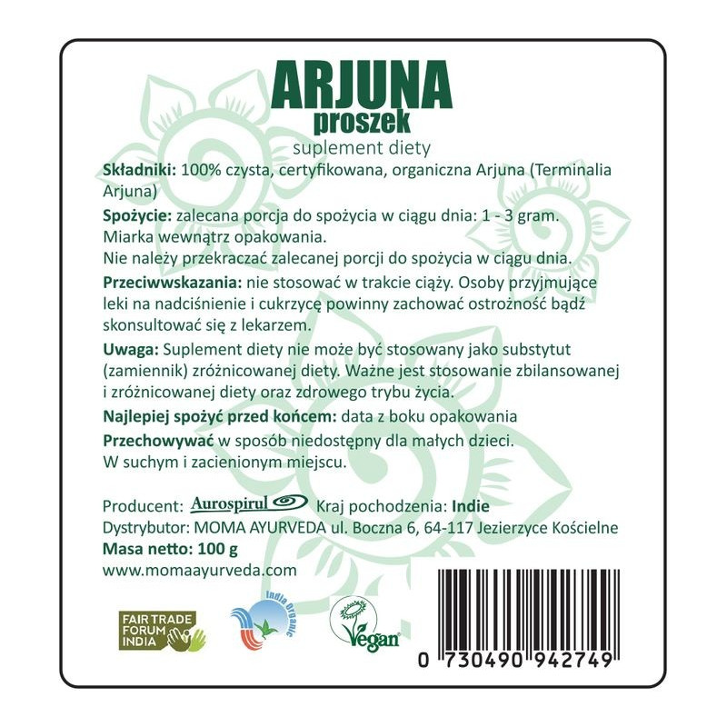 Ajruna, proszek, 100g, Aurospirul, MOMA