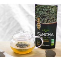 Oryginalna japońska zielona herbata Sencha, z Uji, ekologiczna, BIO, 85 g, AROMANDISE