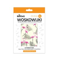 Woskowijka do przechowywania żywności, PINK FLAMINGO, rozmiar XL (44x44cm), BeePack